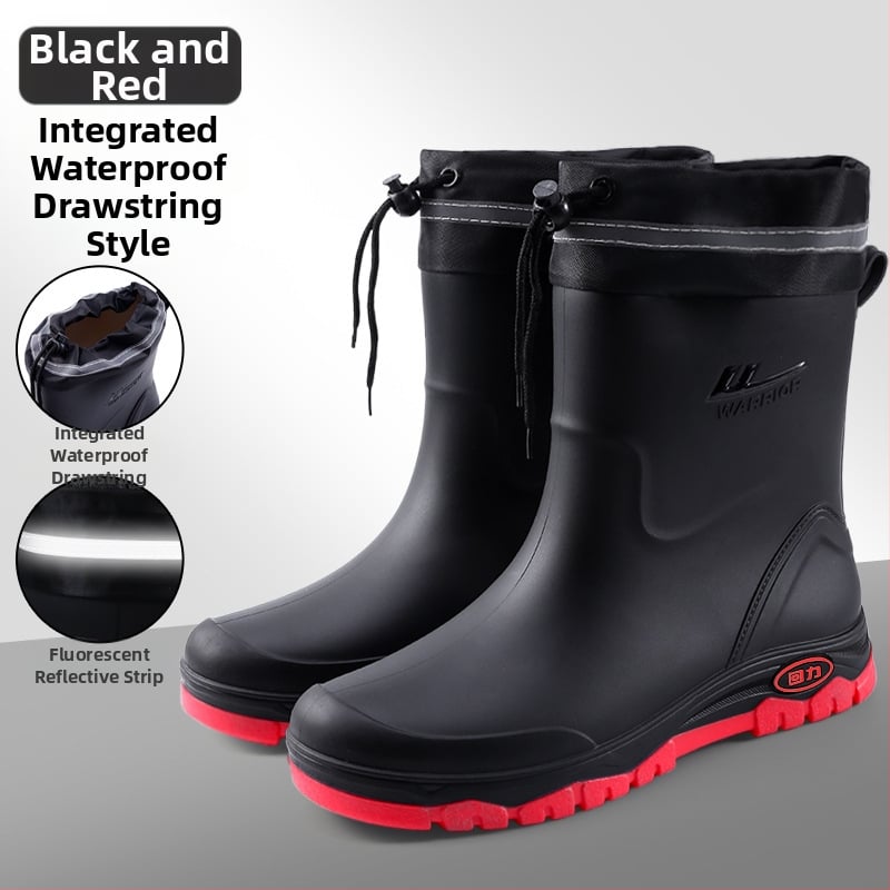 Muške čizme za kišu, vodootporne, s fleece podstavom, niska visina, protuklizni potplat