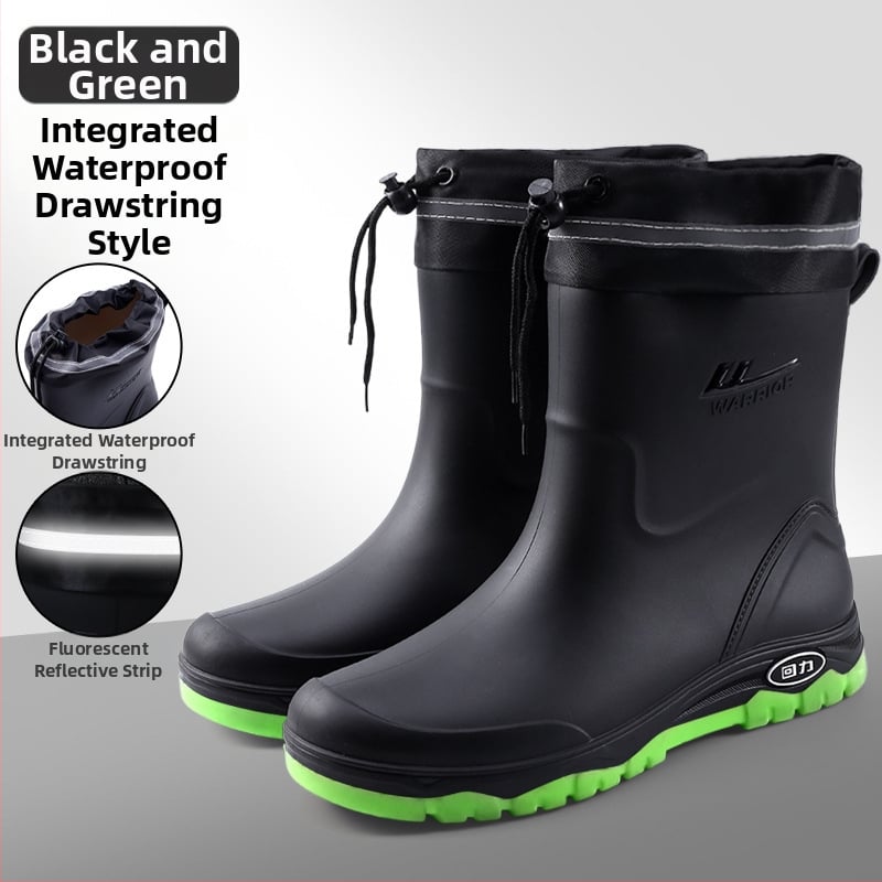 Muške čizme za kišu, vodootporne, s fleece podstavom, niska visina, protuklizni potplat