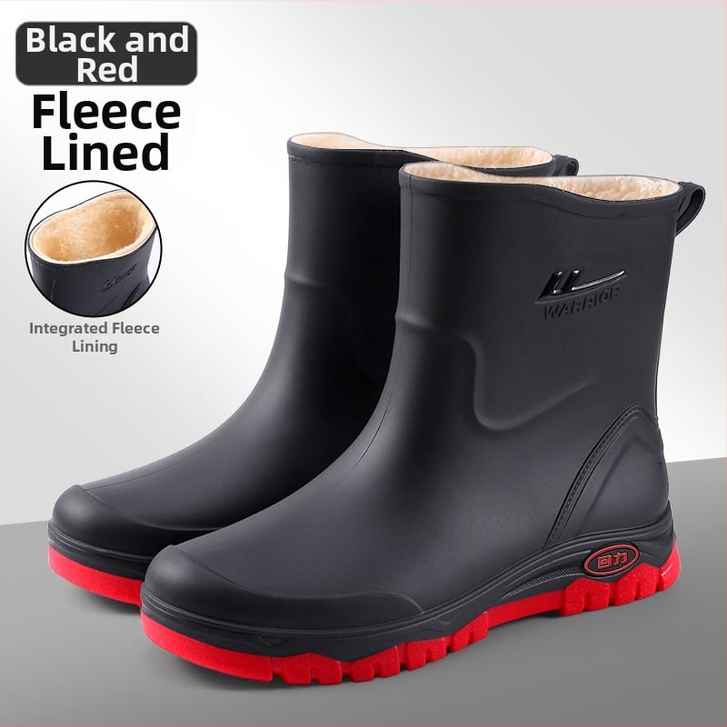 Muške čizme za kišu, vodootporne, s fleece podstavom, niska visina, protuklizni potplat