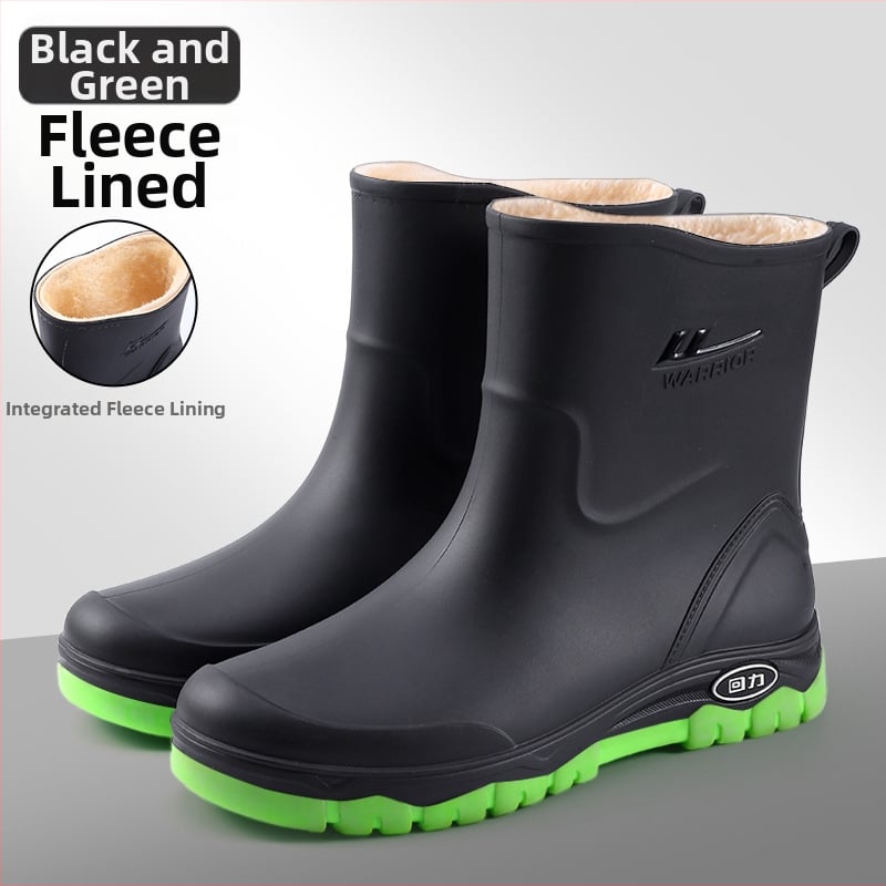 Muške čizme za kišu, vodootporne, s fleece podstavom, niska visina, protuklizni potplat