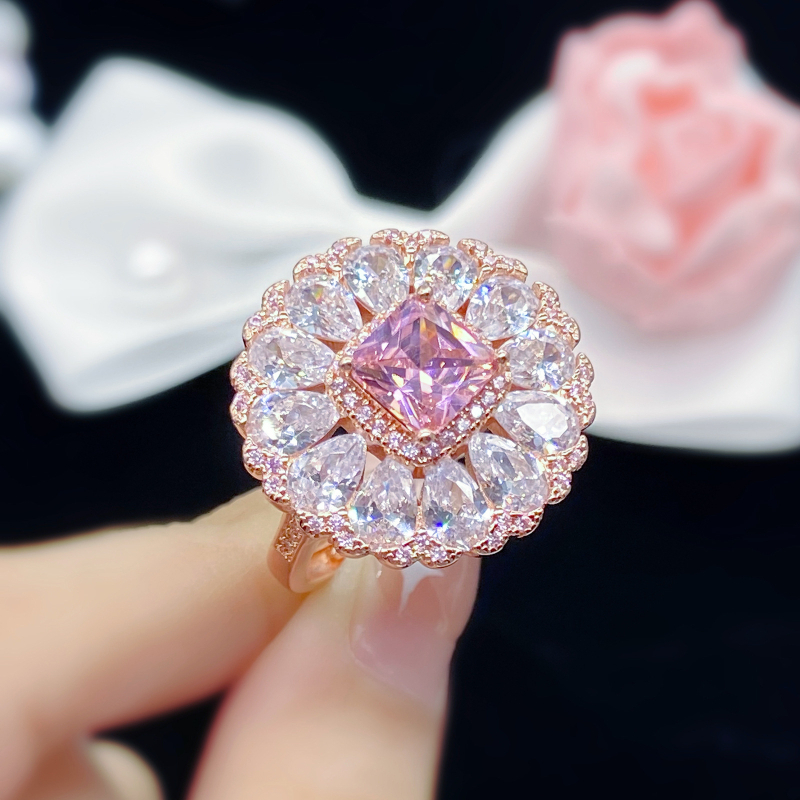 Inel Carlochis din cupru, design în formă de picătură, tratament cu diamant