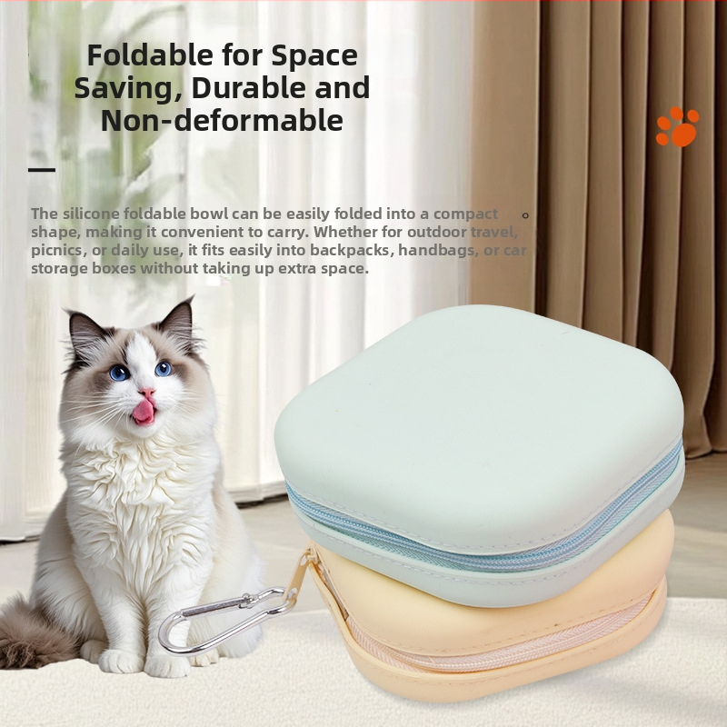 Αναδιπλούμενη κούπα κατοικίδιων από σιλικόνη, τροφίμων ποιότητας, 2-σε-1, εξωτερικά φορητή διπλή λεκάνη