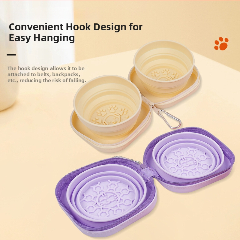 Αναδιπλούμενη κούπα κατοικίδιων από σιλικόνη, τροφίμων ποιότητας, 2-σε-1, εξωτερικά φορητή διπλή λεκάνη