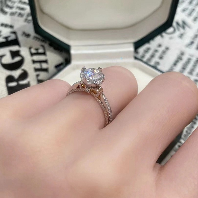 Srebrni prsten s mašnicom i vrpcom, Moissanite dijamant, 1 karat, ženski vjenčani nakit