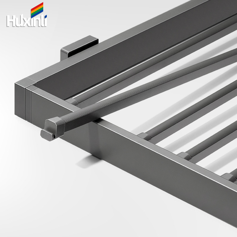 Izvlačna vješalica za odjeću s produženom tračnicom i skrivenim sušenjem iznad perilice, model CLLYJ, aluminijska legura/nylon/hladno valjani čelik, moderni minimalistički stil