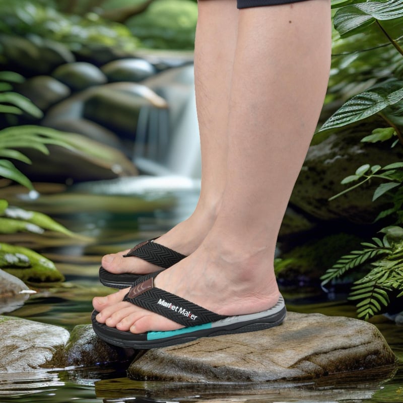 Férfi flip-flop papucs – webbing felsőrész, gumitalp, injektált formázású talp, nyitott orr, csúszásmentes