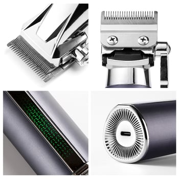 Mașină de tuns profesională pentru salon cu baterie încorporată, lame din oțel inoxidabil, motor cu perii, timp de funcționare 1–3 ore, zgomot 36–45 dB