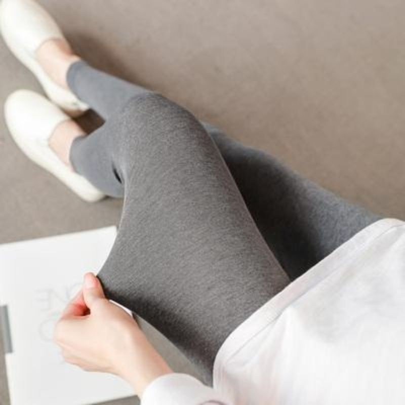 Trudničke legice s visokim strukom i podrškom za abdomen, tanak poliester materijal (>95%), uski kroj