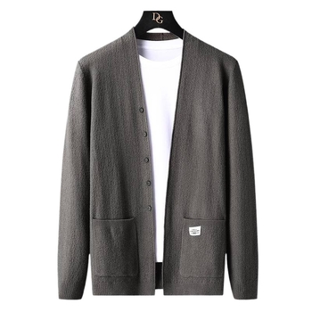 Muški pleteni džemper s kapuljom, slim fit, okrugli izrez, modalno vlakno s krznom zeca