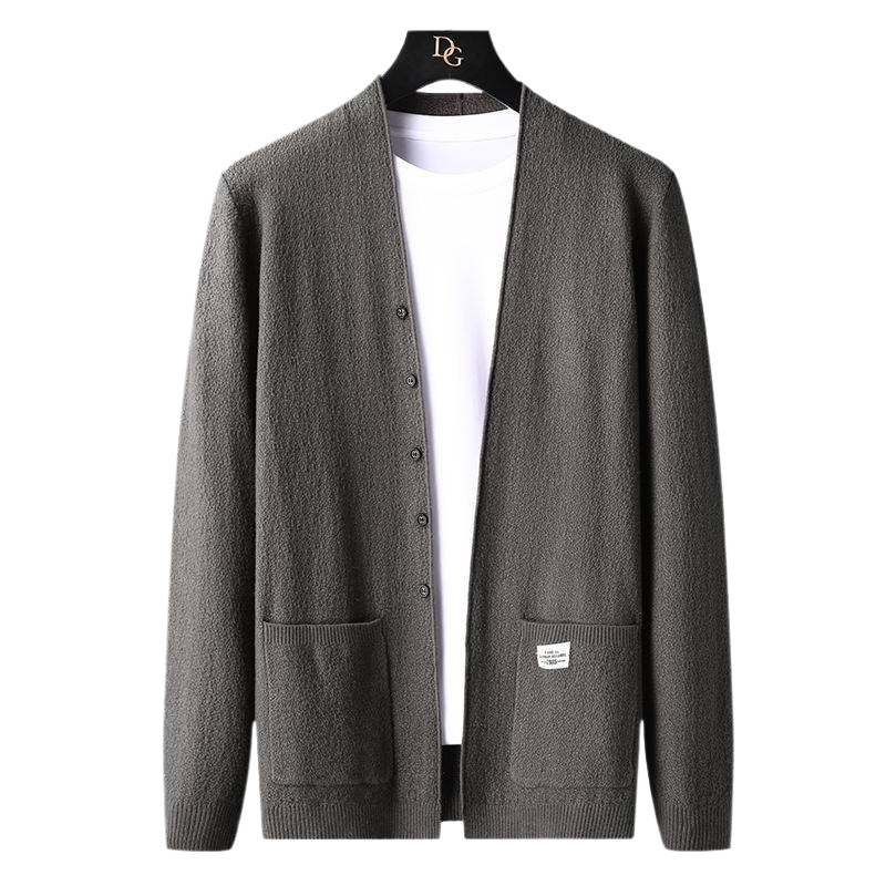 Muški pleteni džemper s kapuljom, slim fit, okrugli izrez, modalno vlakno s krznom zeca