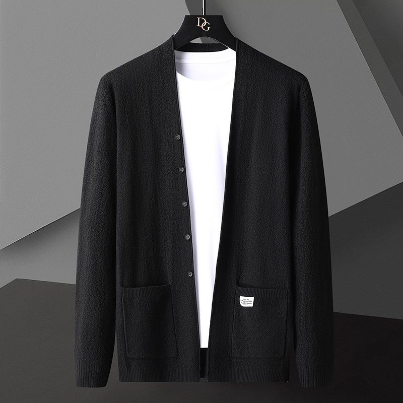 Muški pleteni džemper s kapuljom, slim fit, okrugli izrez, modalno vlakno s krznom zeca