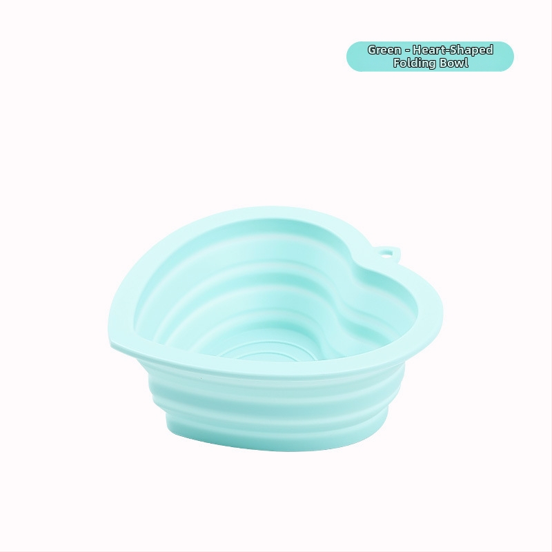 Μπολ κατοικιδίων από σιλικόνη, πτυσσόμενο με σχήμα καρδιάς, φορητό για εξωτερικούς χώρους, για σκύλους και γάτες, μάρκα Wolf Leopard Lion