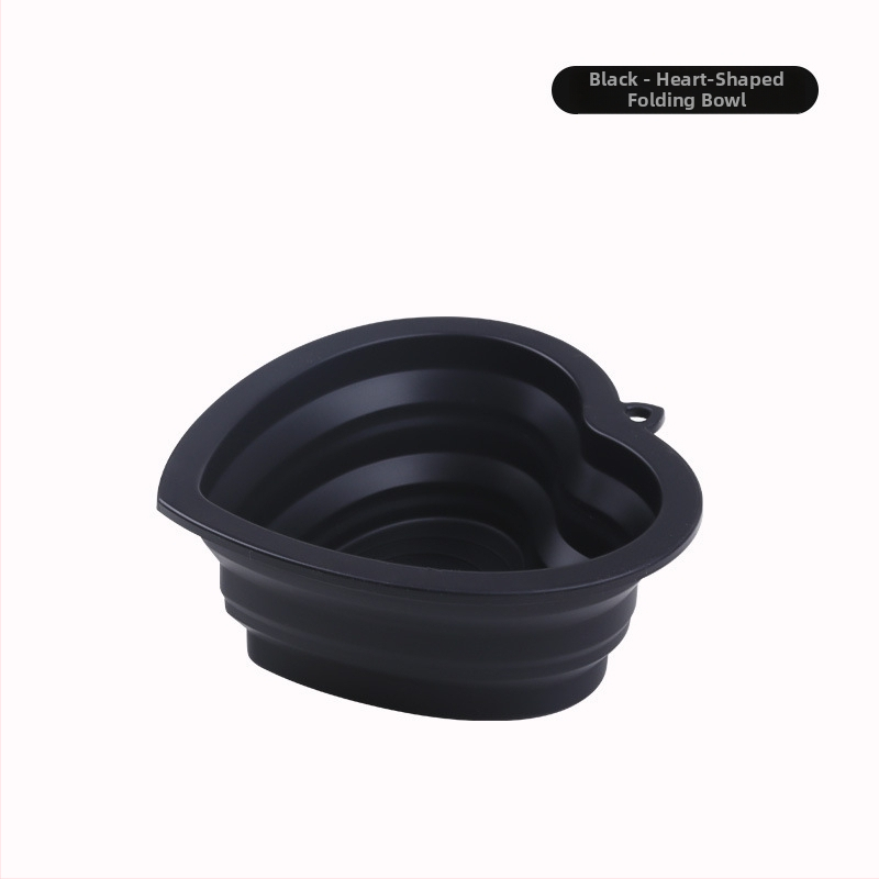 Μπολ κατοικιδίων από σιλικόνη, πτυσσόμενο με σχήμα καρδιάς, φορητό για εξωτερικούς χώρους, για σκύλους και γάτες, μάρκα Wolf Leopard Lion