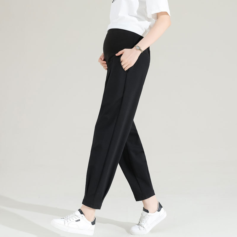 Pantalone za trudnice, proljeće-jesen, haram stil, duljina 9/10, podrška trbuha, najlon