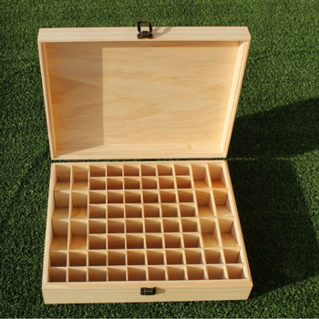 Drvena kutija za pohranu s 68 odjeljaka za eterična ulja i čaj, prirodno drvo, rezbareni dizajn, mogućnost otiska logotipa