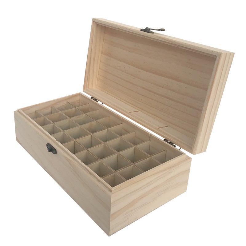 Drvena kutija za pohranu s 68 odjeljaka za eterična ulja i čaj, prirodno drvo, rezbareni dizajn, mogućnost otiska logotipa