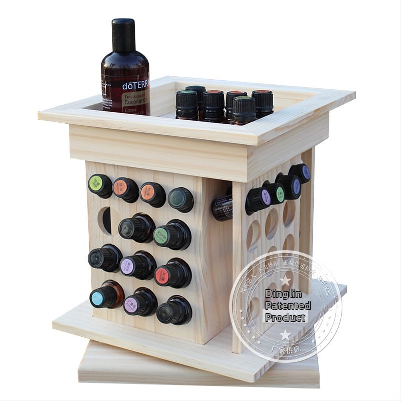 Drvena kutija za pohranu s 68 odjeljaka za eterična ulja i čaj, prirodno drvo, rezbareni dizajn, mogućnost otiska logotipa