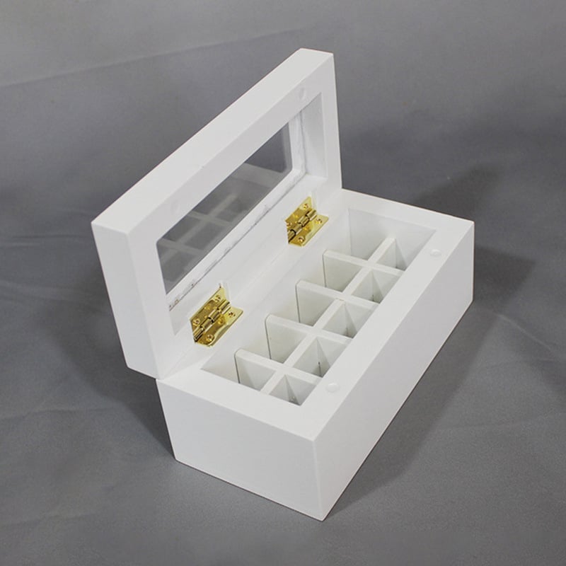 Drvena kutija za pohranu s 68 odjeljaka za eterična ulja i čaj, prirodno drvo, rezbareni dizajn, mogućnost otiska logotipa