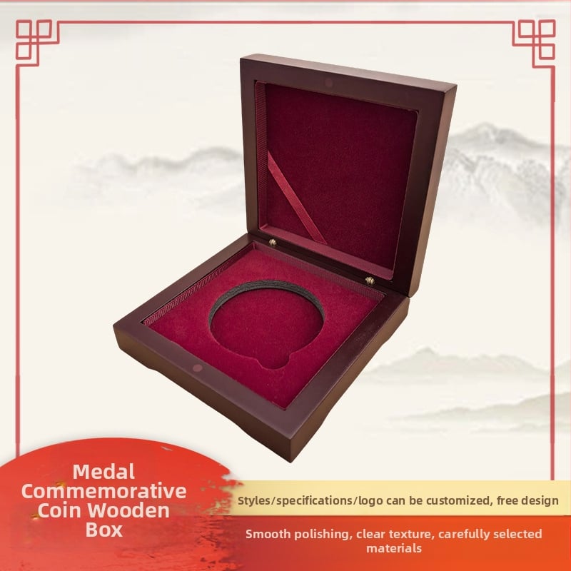 Drvena kutija za značke i spomenske novčiće, graviranje i prilagođeni logotip