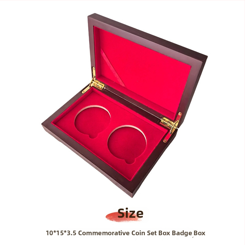 Drvena kutija za značke i spomenske novčiće, graviranje i prilagođeni logotip