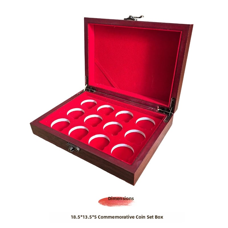 Drvena kutija za značke i spomenske novčiće, graviranje i prilagođeni logotip