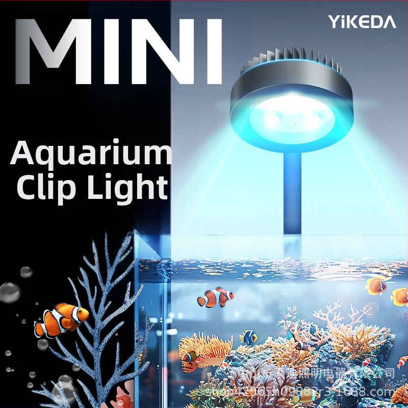 Klip LED rasvjeta za akvarij s punim spektrom i vremenskim tajmerom, za koralije i vodene biljke; aluminijsko kućište, 5.2W, 0.5 kg