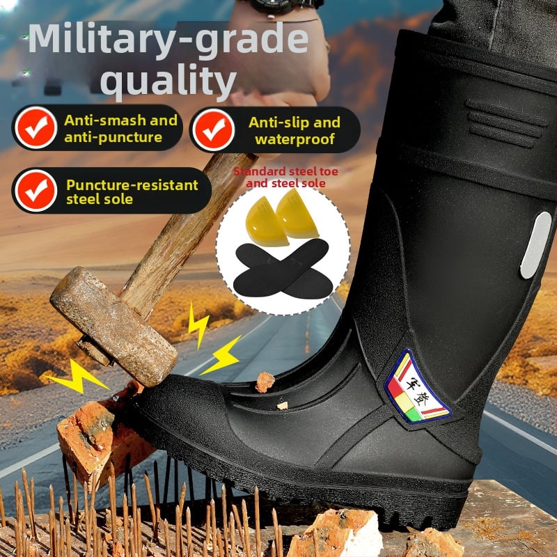 Čizme za kišu s čeličnim prstom i čeličnom potplatom, protuklizne, otporne na habanje, unisex