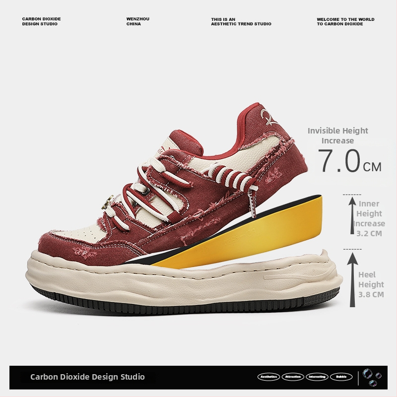 Unisex tenisice s unutarnjim povećanjem visine 3–5 cm, platneni gornji dio, niski profil, vezanje, pjenasti đon