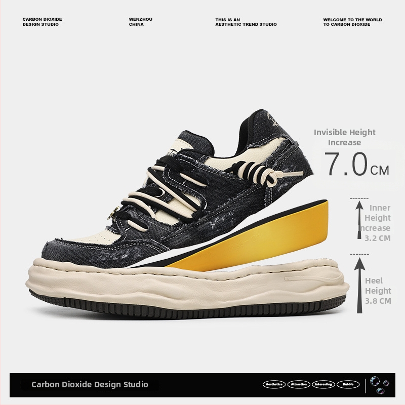 Unisex tenisice s unutarnjim povećanjem visine 3–5 cm, platneni gornji dio, niski profil, vezanje, pjenasti đon