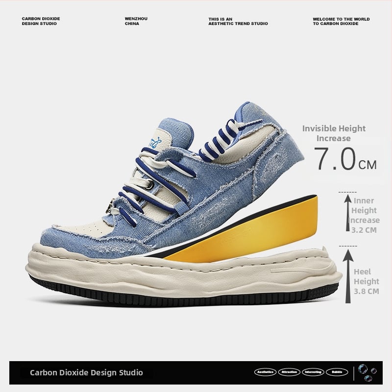 Unisex tenisice s unutarnjim povećanjem visine 3–5 cm, platneni gornji dio, niski profil, vezanje, pjenasti đon