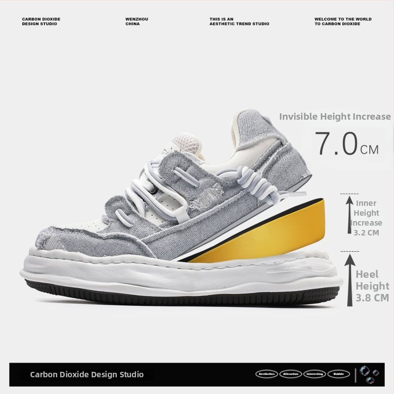 Unisex tenisice s unutarnjim povećanjem visine 3–5 cm, platneni gornji dio, niski profil, vezanje, pjenasti đon