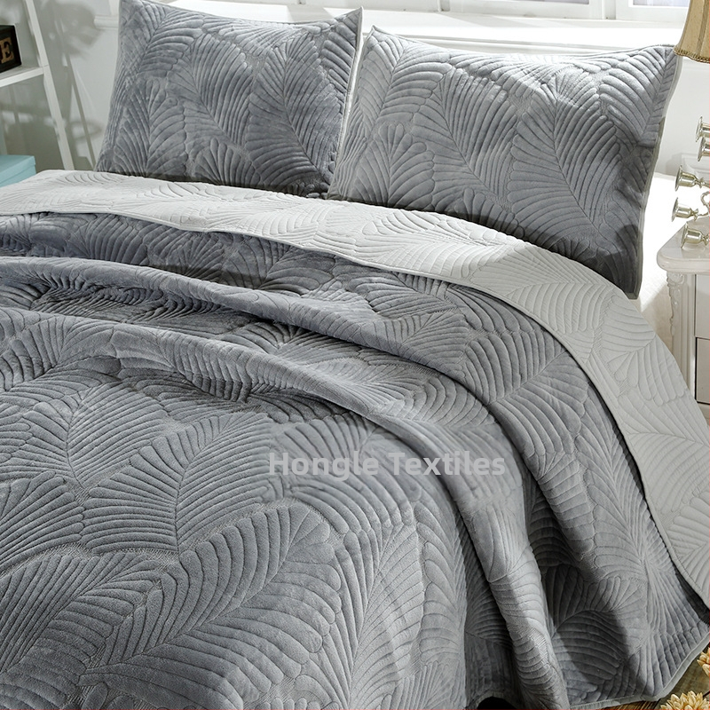 Ljetni quilt set, 100% pamuk, reaktivno tiskanje i bojanje, geometrijski uzorak, jednostavno tkanje, trodijelni set posteljine