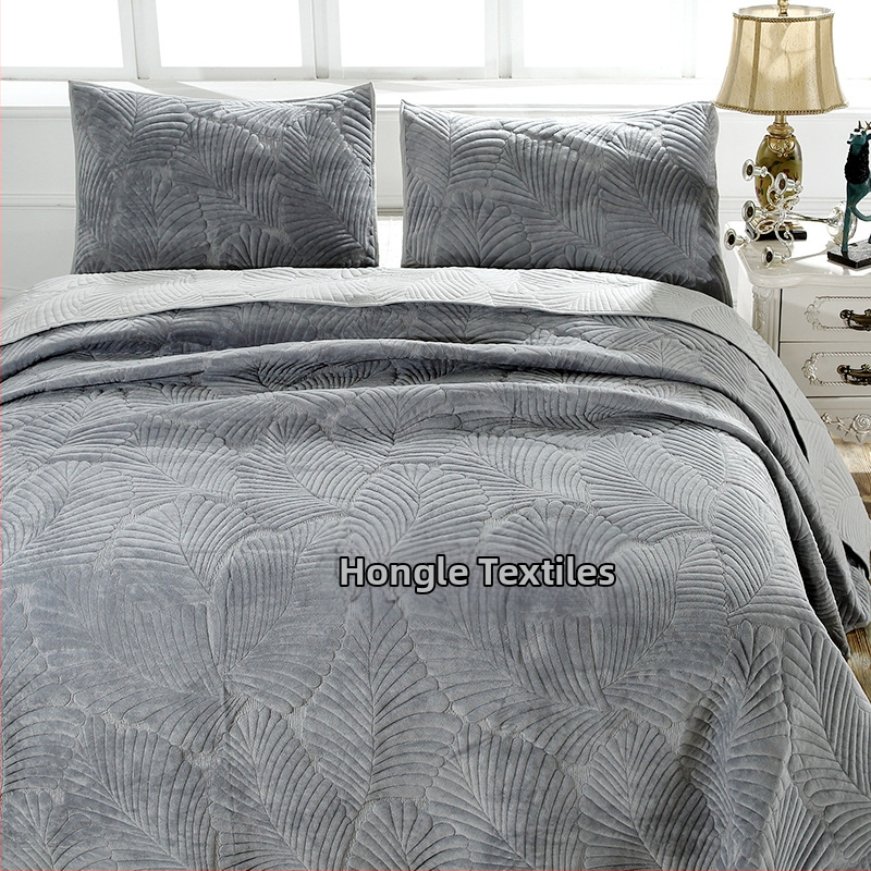 Ljetni quilt set, 100% pamuk, reaktivno tiskanje i bojanje, geometrijski uzorak, jednostavno tkanje, trodijelni set posteljine