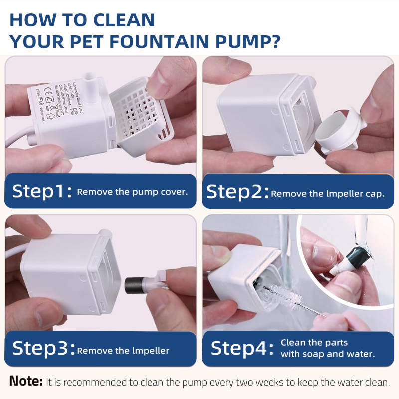 Помпа за воден фонтан за домашни любимци, тиха работа, USB захранване, ABS материал, 5V1A, LED светлина, подводна