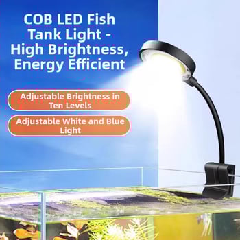 Klip lampica za akvarij Betta s punim spektrom rasvjete, COB LED, USB napajanje, 5 W, PVC kućište
