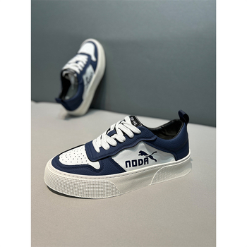 Unisex tenisice za skateboard s gornjim dijelom od prave kože, okrugli vrh, gumeni potplat šivan, vezanje na pertle, uzorak s slovima