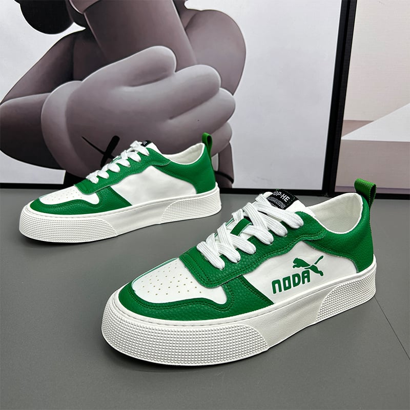 Unisex tenisice za skateboard s gornjim dijelom od prave kože, okrugli vrh, gumeni potplat šivan, vezanje na pertle, uzorak s slovima