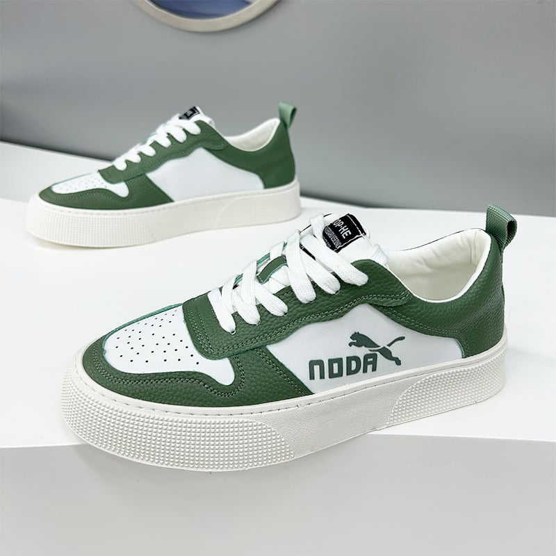 Unisex tenisice za skateboard s gornjim dijelom od prave kože, okrugli vrh, gumeni potplat šivan, vezanje na pertle, uzorak s slovima