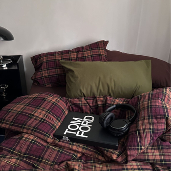 4-djelni set posteljine od pamuka, yarn-dyed, quilted, kvadratni uzorak, za sve sezone