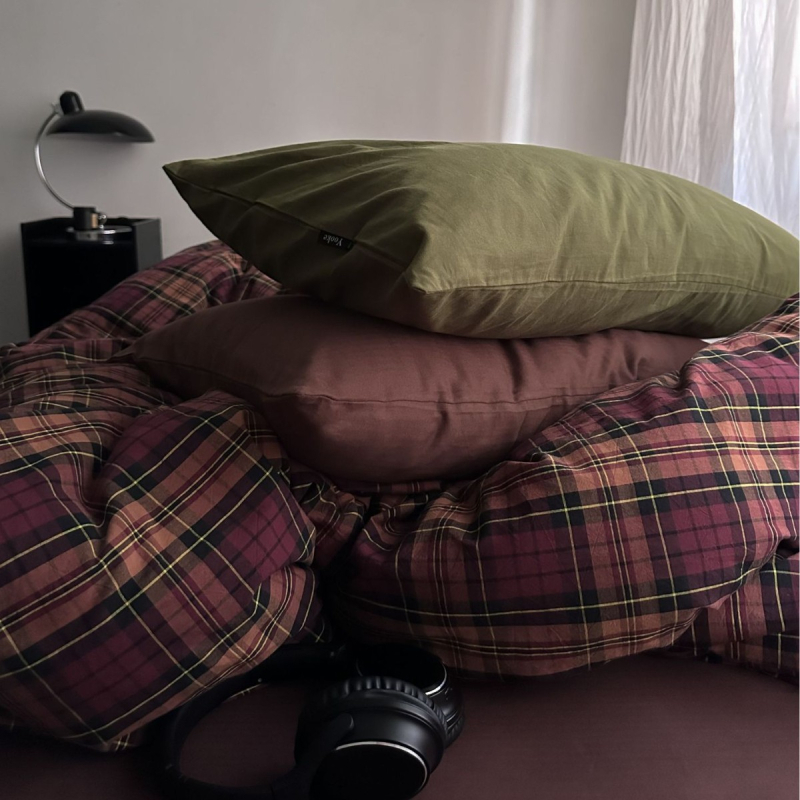 4-djelni set posteljine od pamuka, yarn-dyed, quilted, kvadratni uzorak, za sve sezone