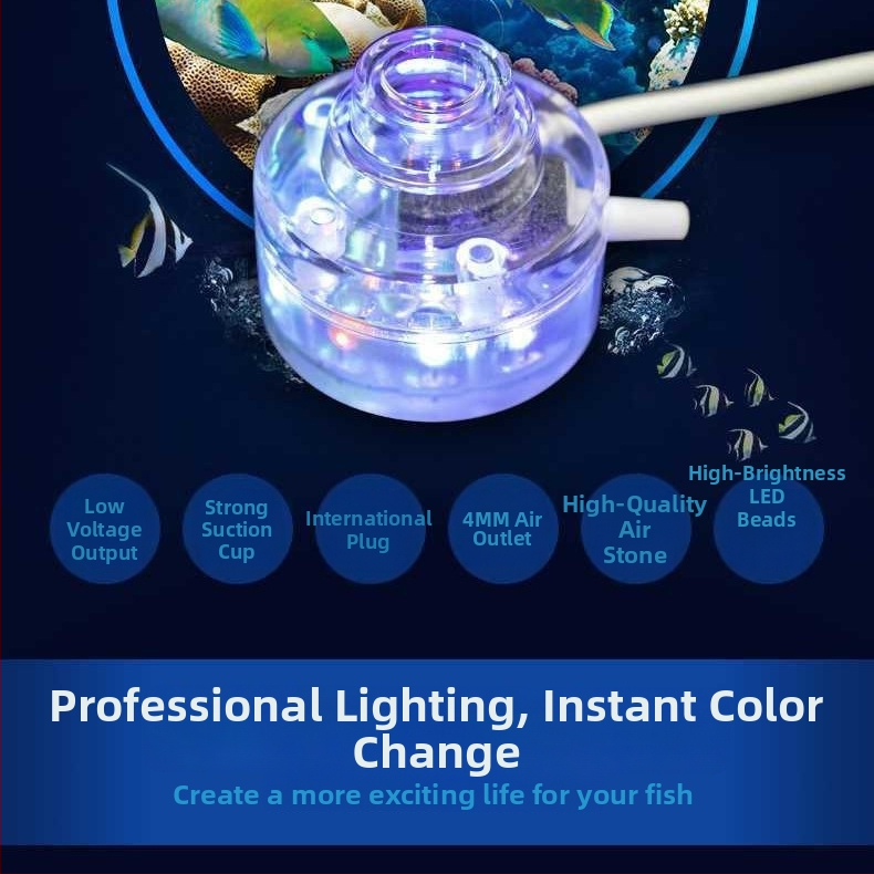 LED svjetlo za akvarij s mjehurićima – mijenja boje, PC kućište, 1W snaga, mini fontana svjetlo za akvarij