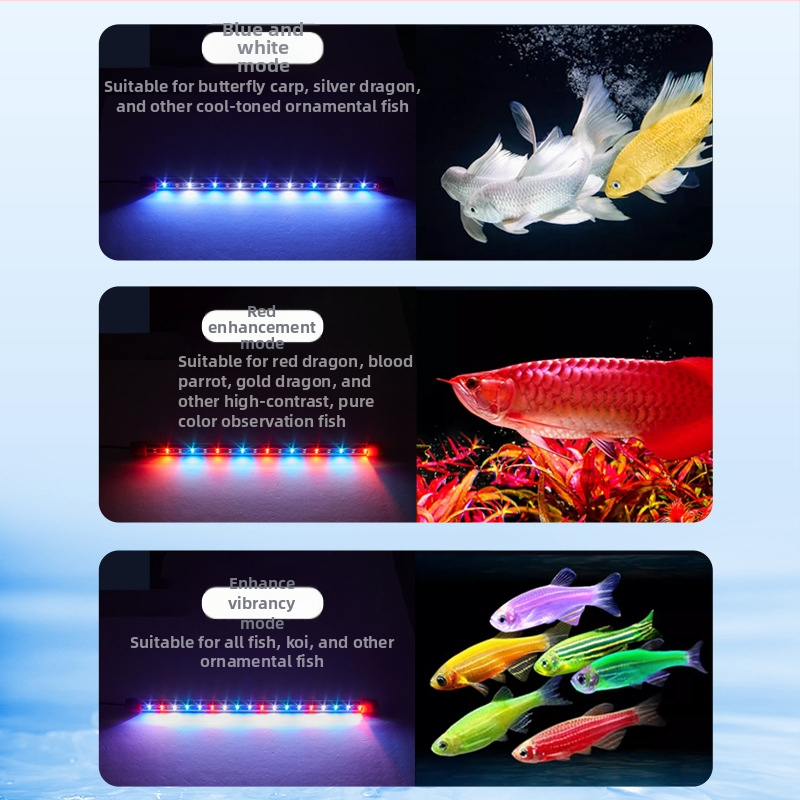 T8 LED vodootporna podvodna svjetiljka za akvarij Dragon Fish – mijenja boje, puni spektar, PVC, 55W, Model T8QL-30LED