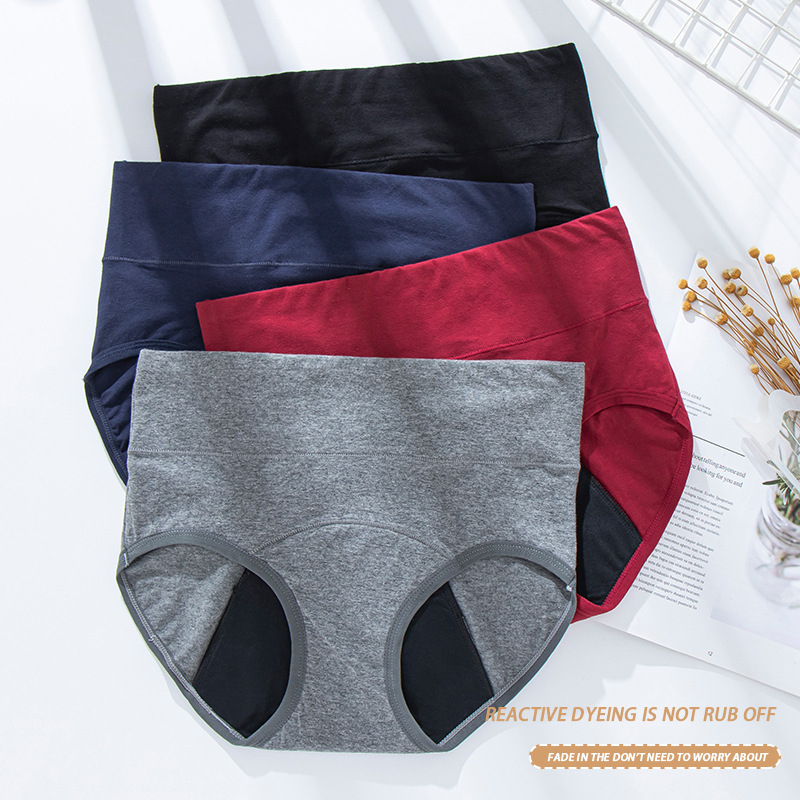 Ženske menstrualne gaćice, 4‑slojno, visoki pojas, 95% pamuk, podstava prepona 100% pamuk, pogodne za trudnice