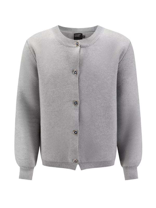 Плетен кардиган-свитер, памучна материя, свободна кройка, кръгло деколте, дълги ръкави