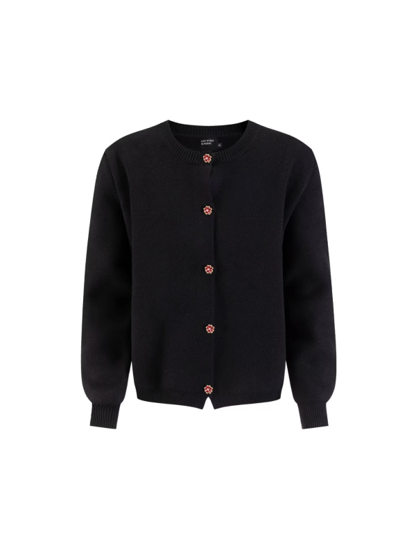 Плетен кардиган-свитер, памучна материя, свободна кройка, кръгло деколте, дълги ръкави