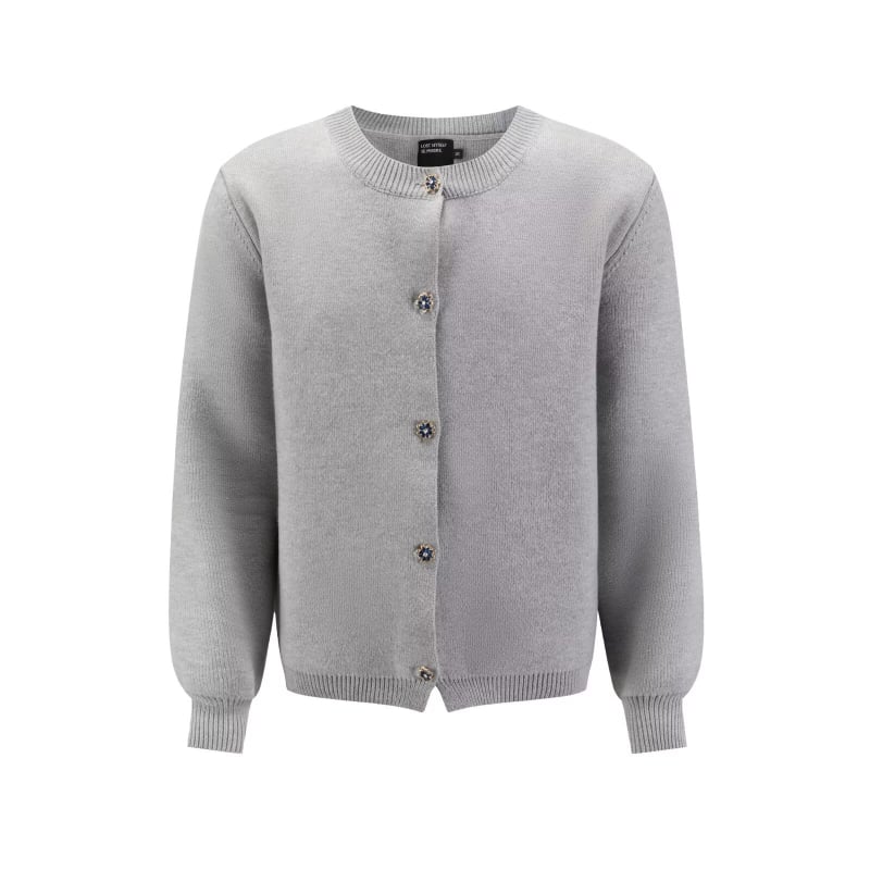 Плетен кардиган-свитер, памучна материя, свободна кройка, кръгло деколте, дълги ръкави