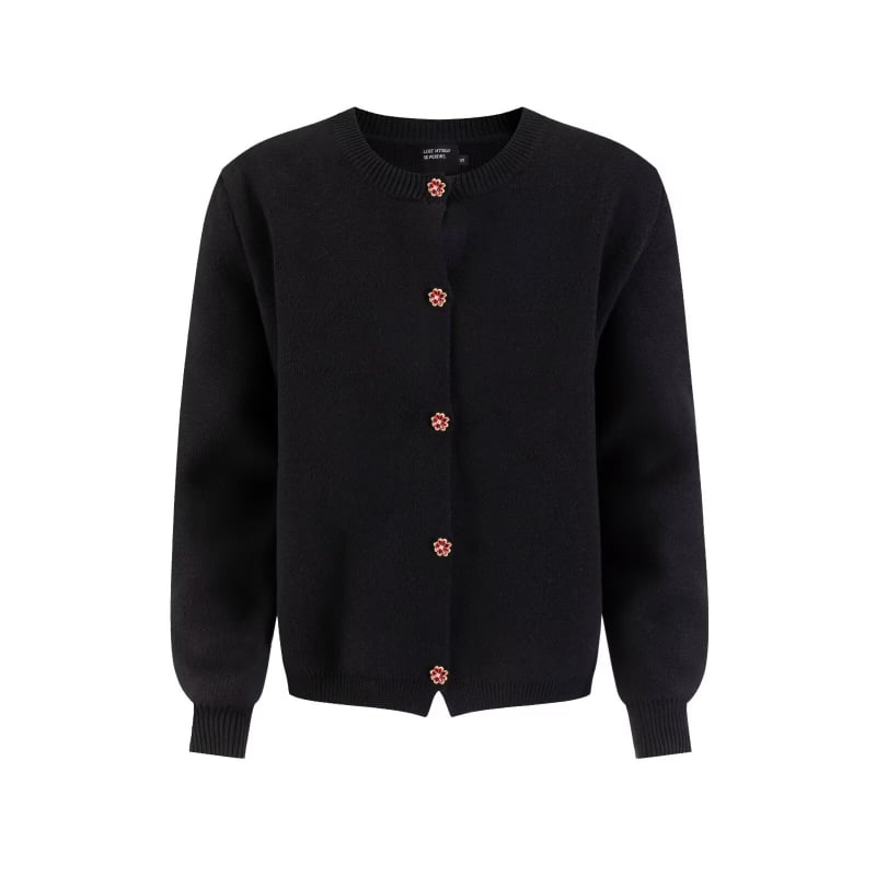 Плетен кардиган-свитер, памучна материя, свободна кройка, кръгло деколте, дълги ръкави