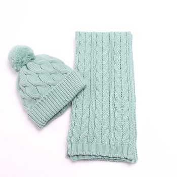 Jacquard set kapa i šal, od akrilnog vlakna, unisex, zima