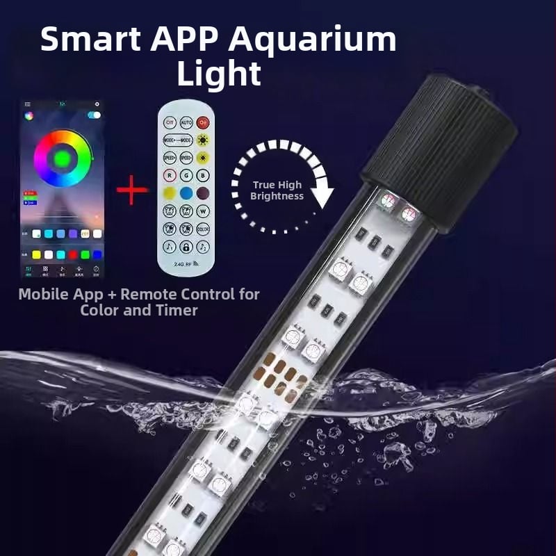 Pametna LED svjetiljka za akvarij, vodootporna i potopna, upravljanje putem aplikacije, cijeli spektar