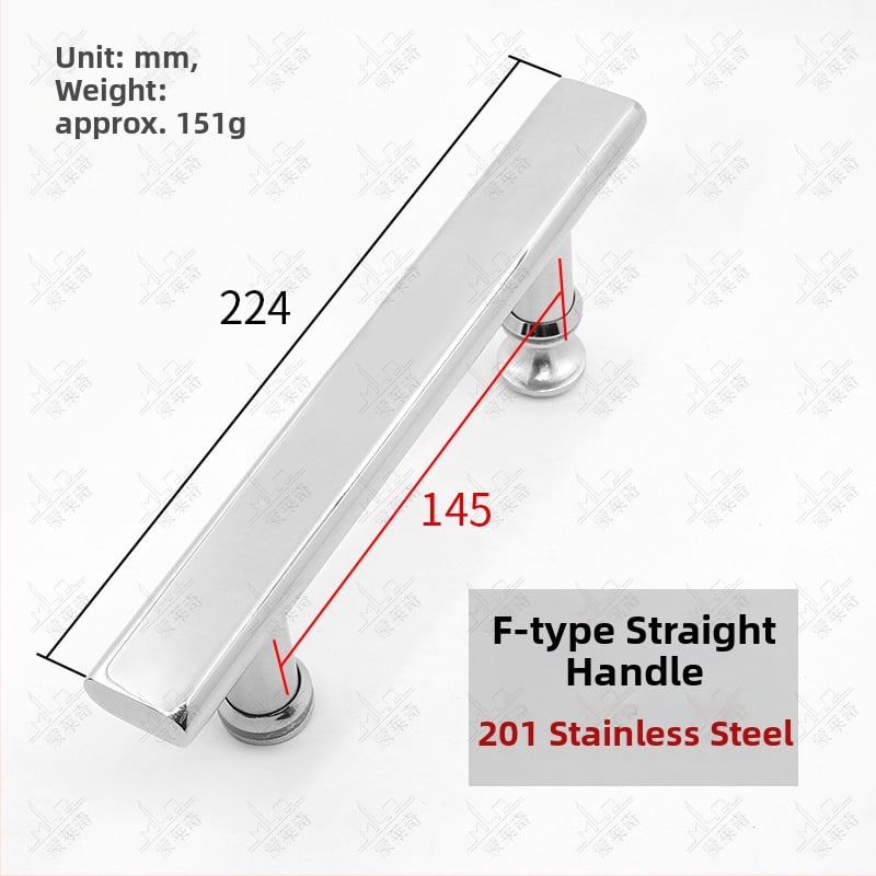 F-type ručka za kupaonska staklena vrata od nehrđajućeg čelika; bezokvirna staklena vrata; moderni minimalistički stil; završetak poput ogledala